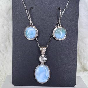 Genuine Larimar Necklace Earring Set
